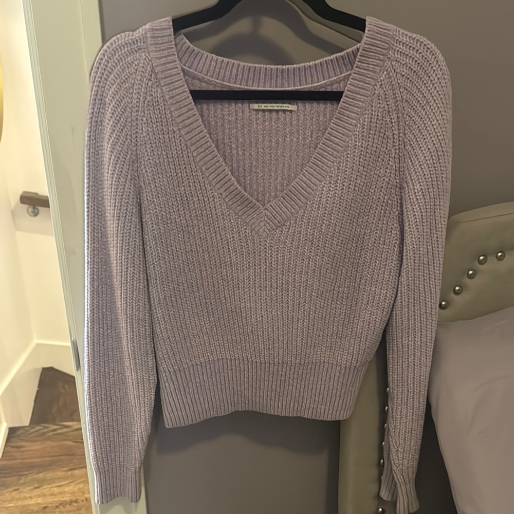 Free People Lavender V-Neck Sweater